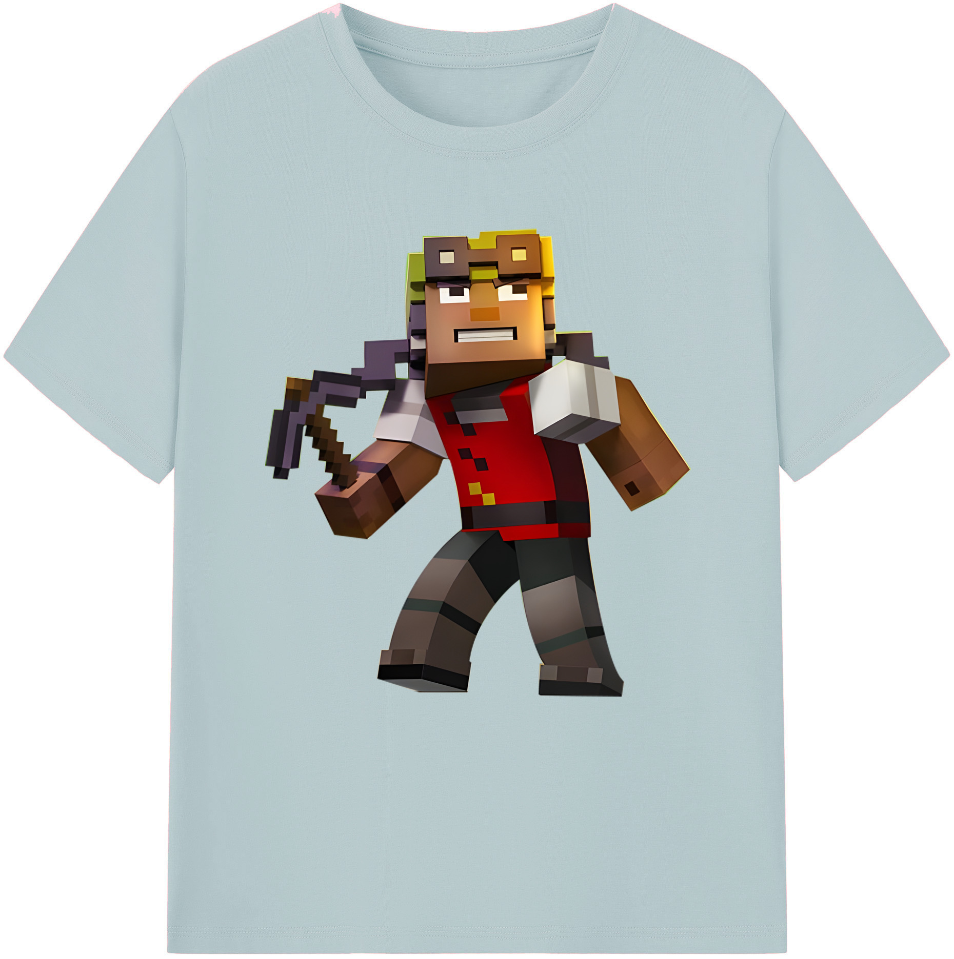 （画像用） マインクラフト ブロックの世界 Minecraft MC Block world 綿100％半袖Tシャツ（フロントプリント）
